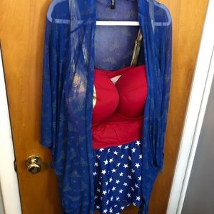 NWT Size 6 Wonder Woman one piece bathing suit and cover up